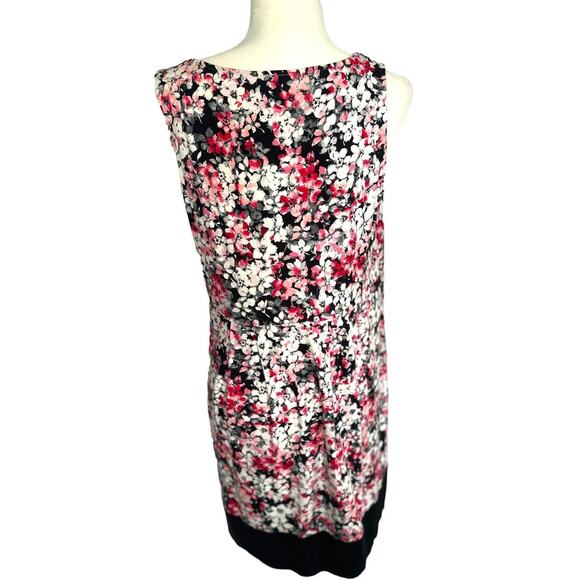 J Jill Dress Women Petite Medium Pink White Floral Tank Shift Knee Length Knit - Picture 5 of 9